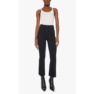 MOTHER Size 32 Hustler Ankle Not Guilty Solid Gray Wash High Rise Raw Hem